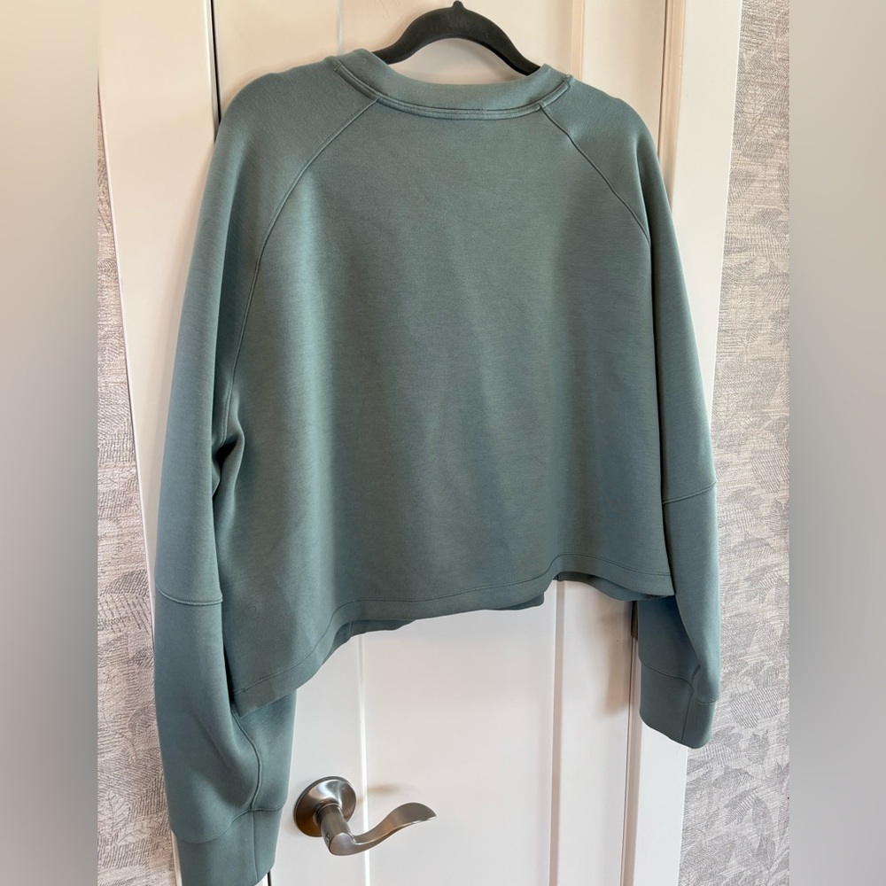 Lululemon Women’s Smooth Spacer Cropped Pullover Sz 14 Sage Green - Picture 6 of 13